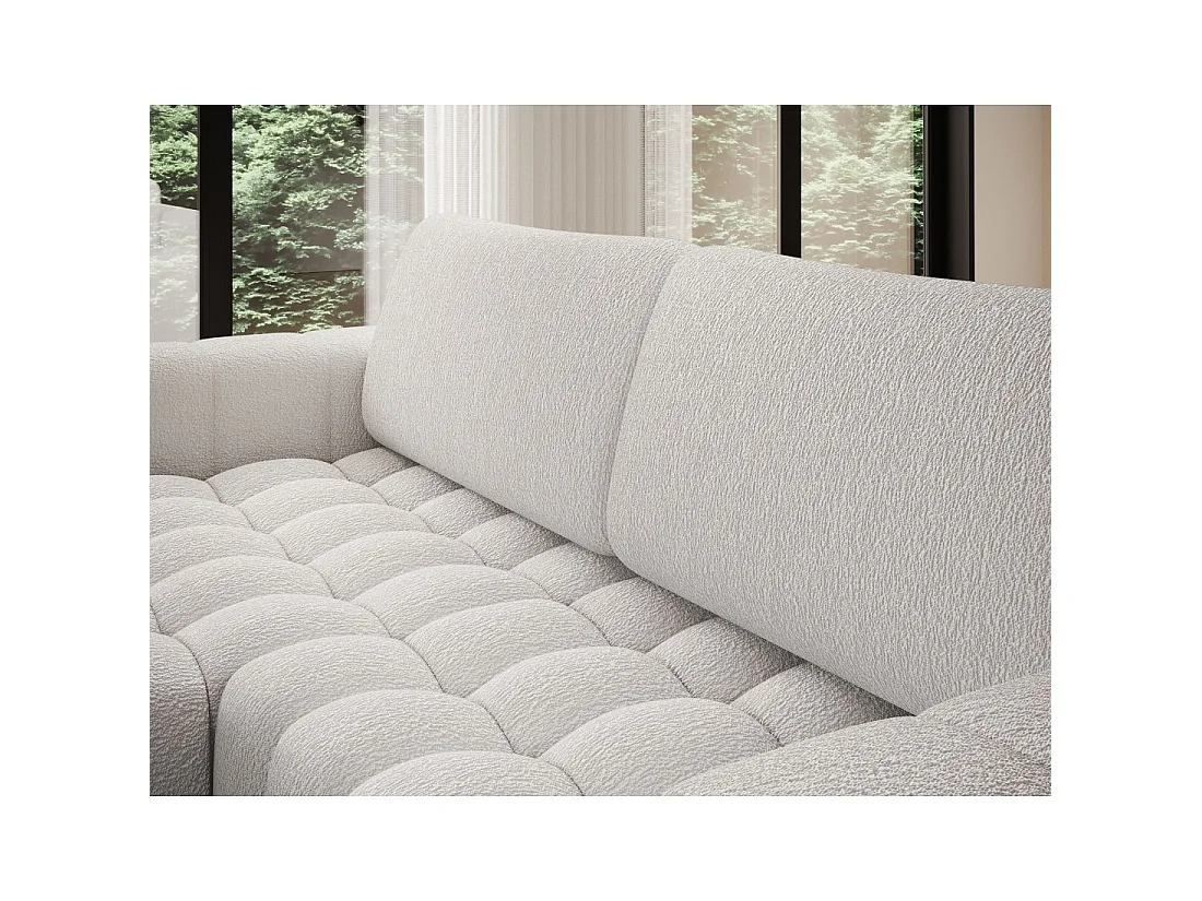 Canapé d'angle convertible DORY blanc 250 cm avec coffre de rangement angle droit