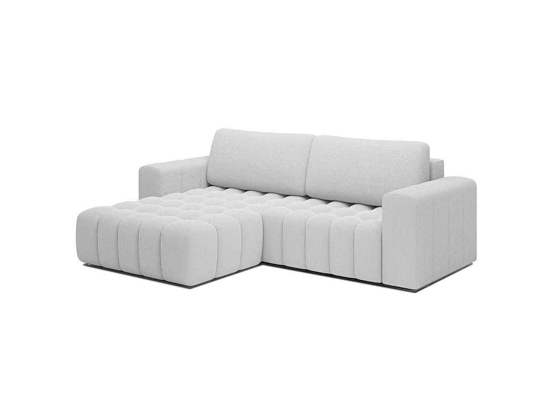Canapé d'angle convertible DORY blanc 250 cm avec coffre de rangement angle droit