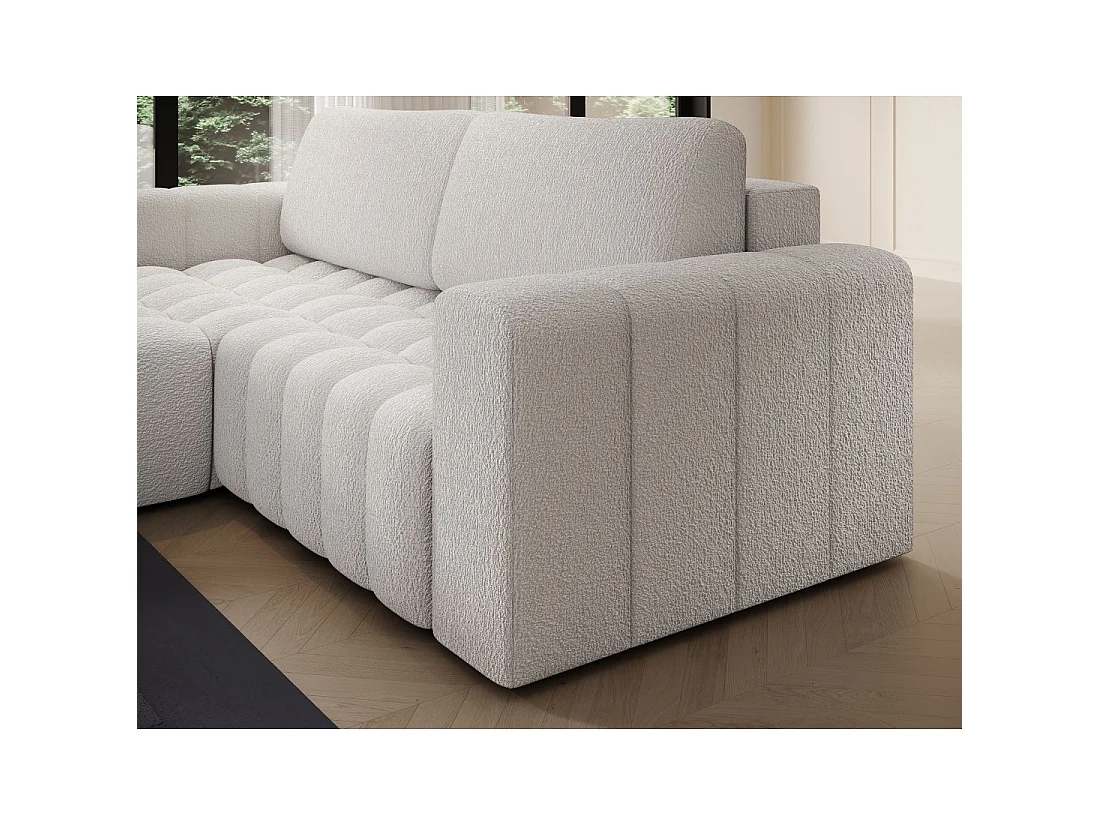 Canapé d'angle convertible DORY blanc 250 cm avec coffre de rangement angle droit