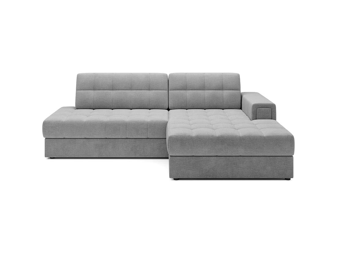 Canapé d'angle convertible CUBITO gris 240 cm avec coffre et couchage