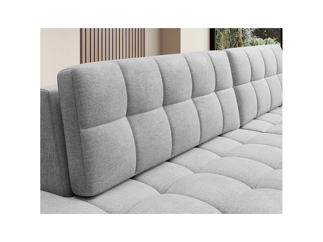 Canapé d'angle convertible CUBITO gris 240 cm avec coffre et couchage