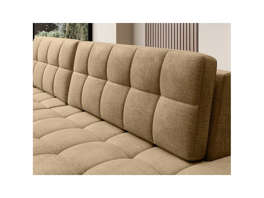 Canapé d'angle convertible CUBITO beige 240 cm avec coffre de rangement et couchage