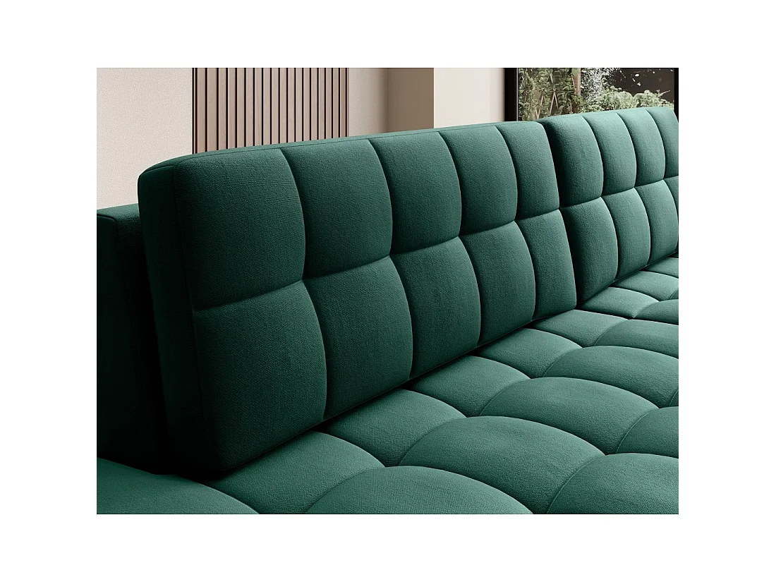Canapé d'angle convertible CUBITO vert 240 cm avec coffre et couchage