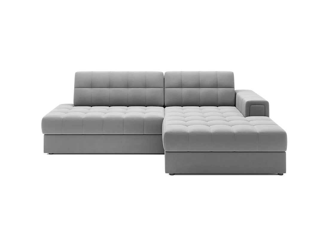 Canapé d'angle convertible CUBITO gris 240 cm avec coffre et couchage