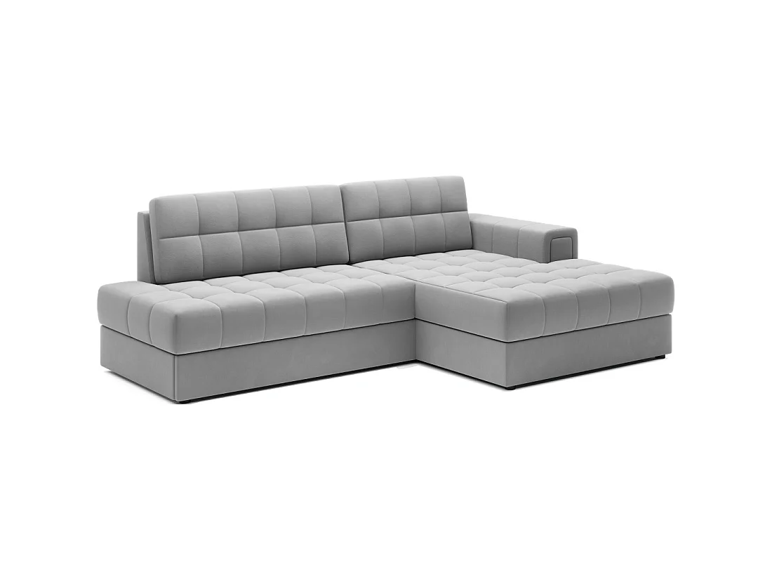 Canapé d'angle convertible CUBITO gris 240 cm avec coffre et couchage