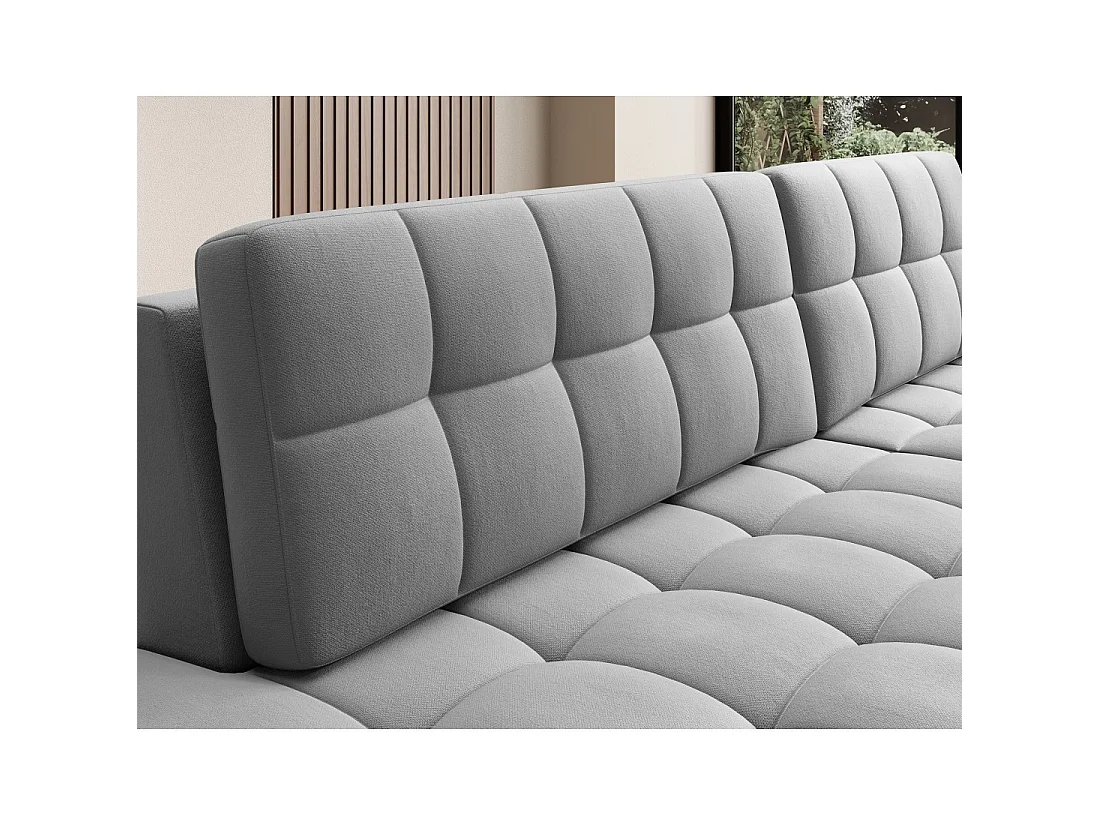 Canapé d'angle convertible CUBITO gris 240 cm avec coffre et couchage