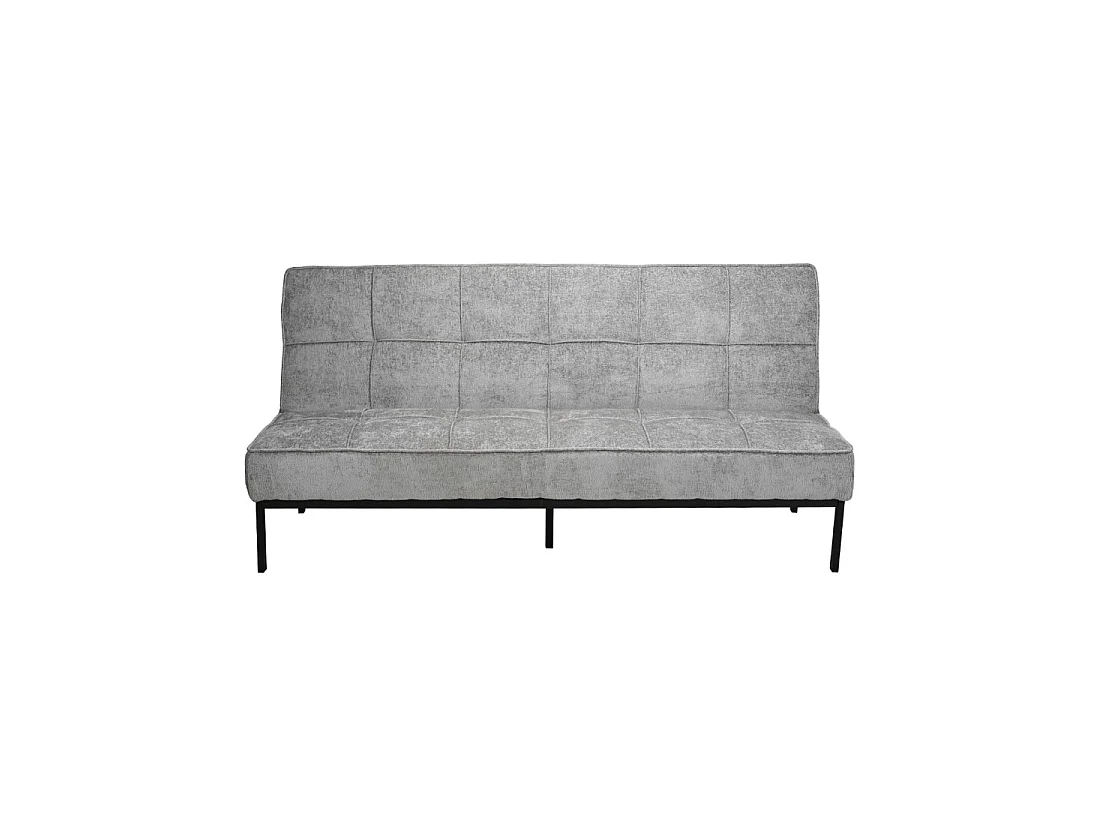 Canapé-lit CALMORA – Tissu gris – Matelas intégré – Structure bois – Design compact et élégant