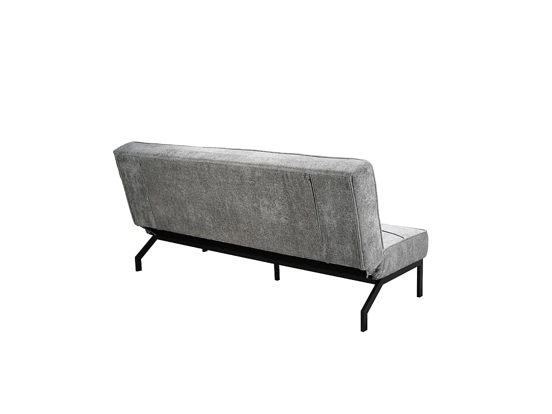 Canapé-lit CALMORA – Tissu gris – Matelas intégré – Structure bois – Design compact et élégant