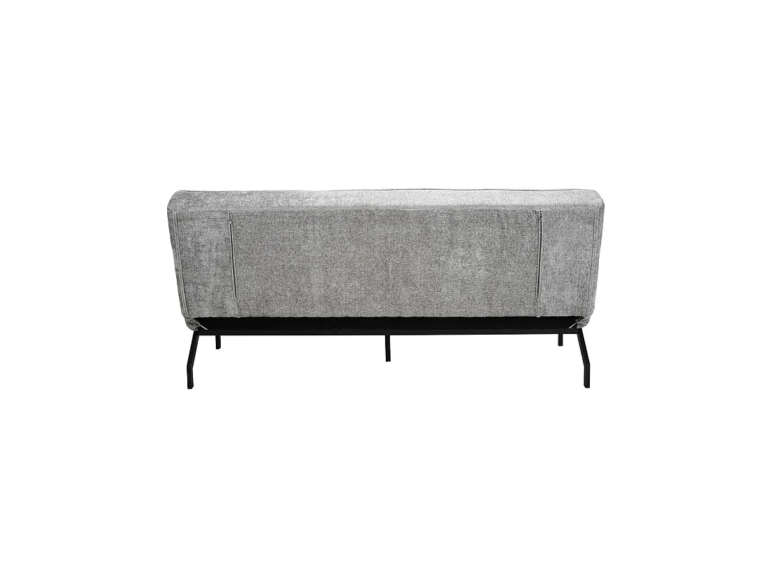Canapé-lit CALMORA – Tissu gris – Matelas intégré – Structure bois – Design compact et élégant
