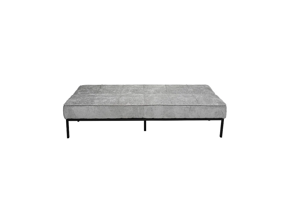 Canapé-lit CALMORA – Tissu gris – Matelas intégré – Structure bois – Design compact et élégant