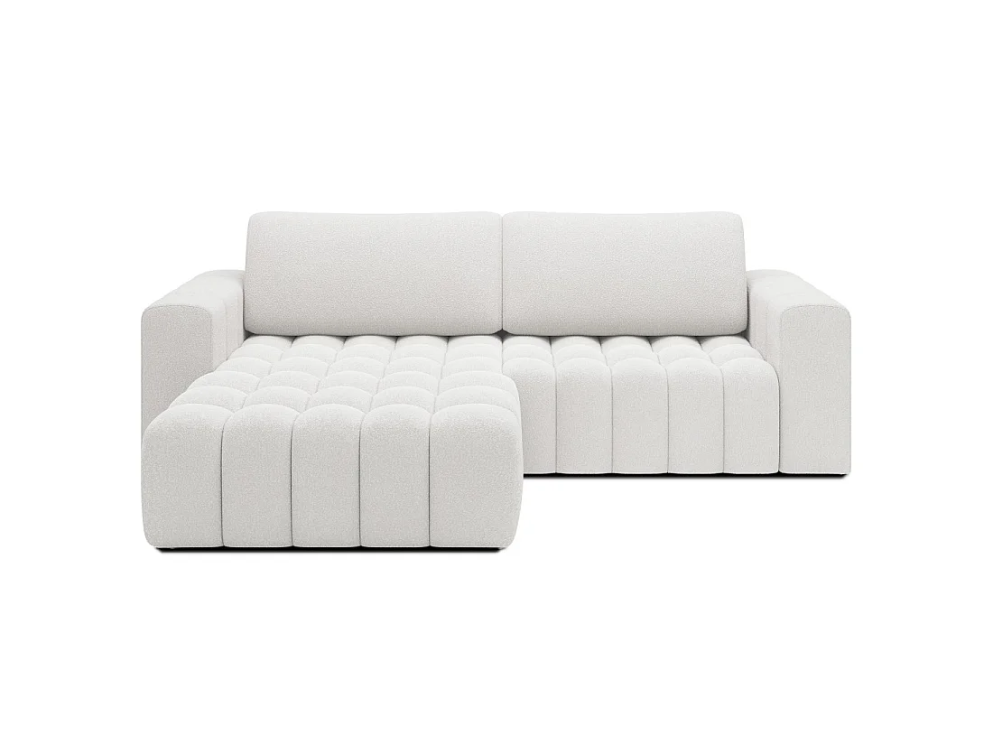Canapé d'angle convertible DORY gris clair 250 cm avec coffre de rangement angle droit