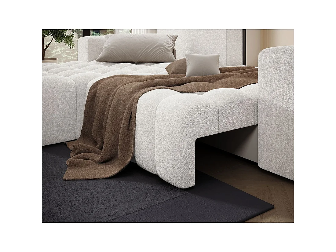 Canapé d'angle convertible DORY gris clair 250 cm avec coffre de rangement angle droit