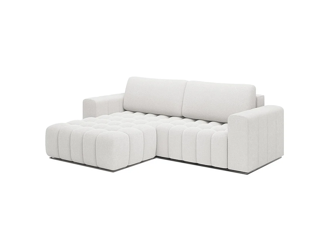 Canapé d'angle convertible DORY gris clair 250 cm avec coffre de rangement angle droit