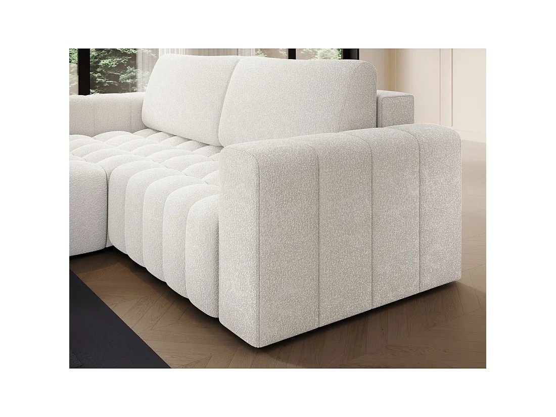 Canapé d'angle convertible DORY gris clair 250 cm avec coffre de rangement angle droit