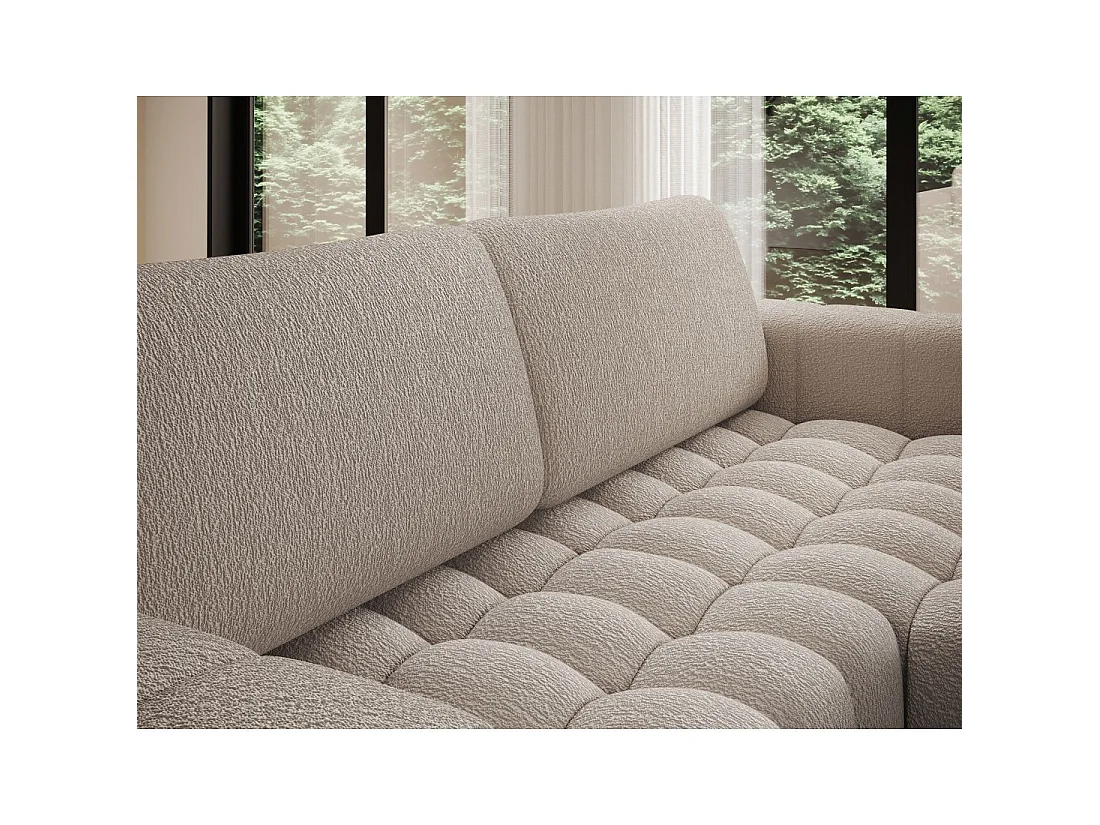 Canapé d'angle convertible DORY beige clair 250 cm avec coffre de rangement angle droit