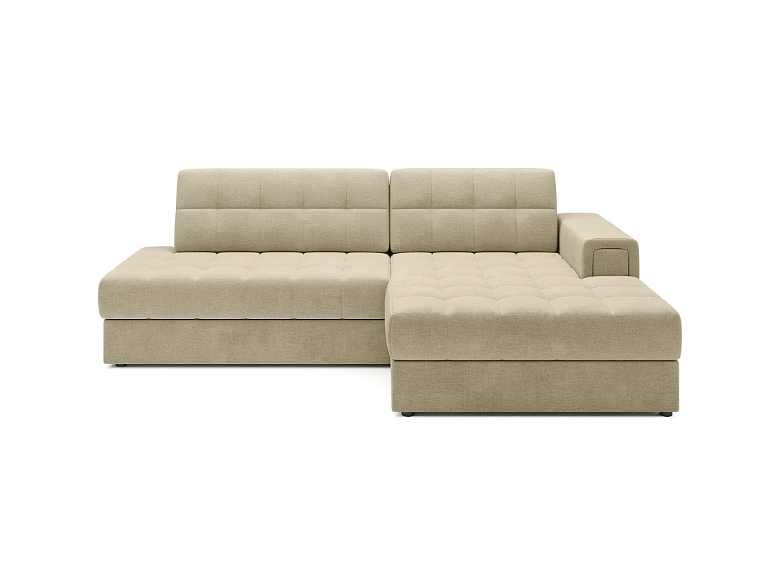 Canapé d'angle convertible CUBITO beige 240 cm avec coffre et couchage