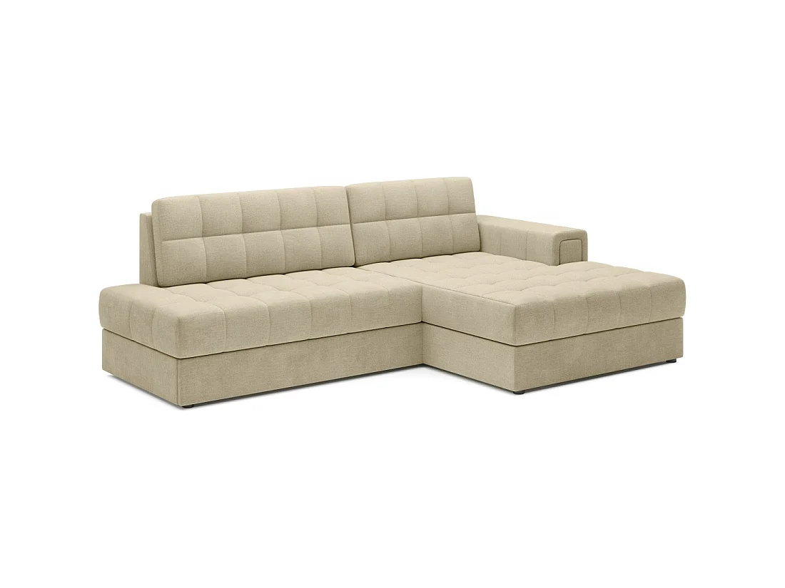 Canapé d'angle convertible CUBITO beige 240 cm avec coffre et couchage