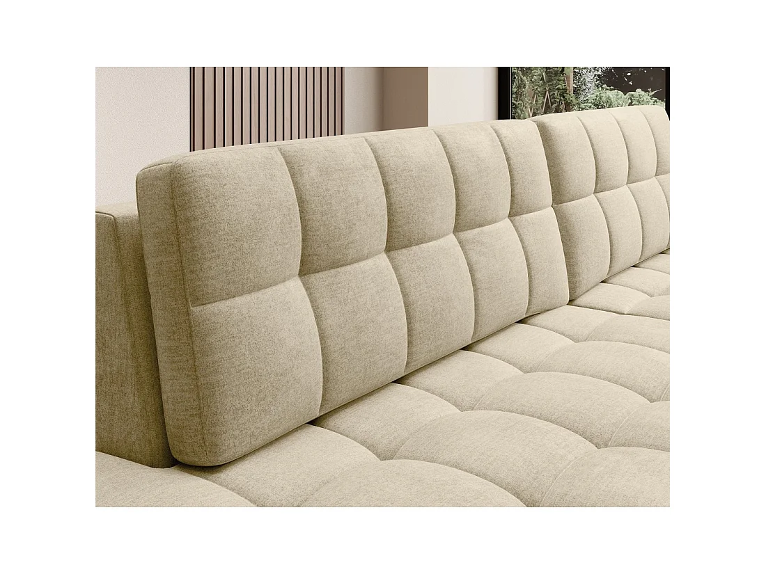 Canapé d'angle convertible CUBITO beige 240 cm avec coffre et couchage