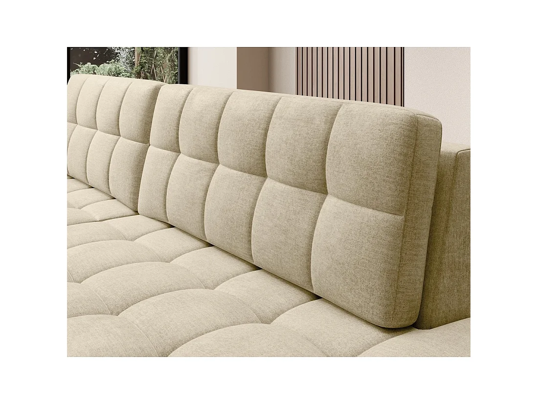 Canapé d'angle convertible CUBITO beige 240 cm avec coffre de rangement et couchage