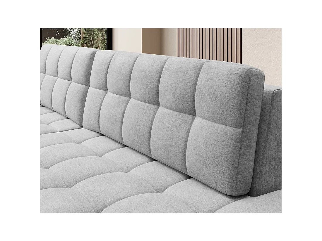 Canapé d'angle convertible CUBITO gris 240 cm avec coffre de rangement angle gauche