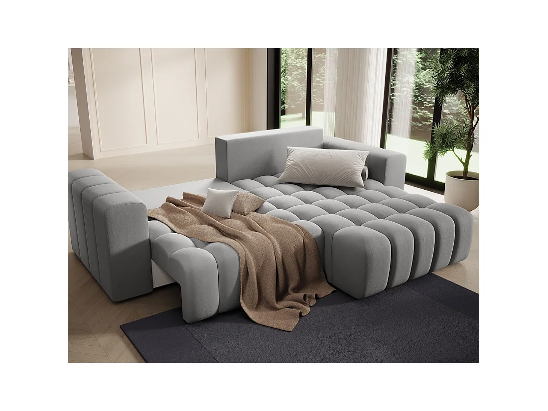 Canapé d'angle convertible DORY gris foncé 250 cm avec coffre de rangement angle droit