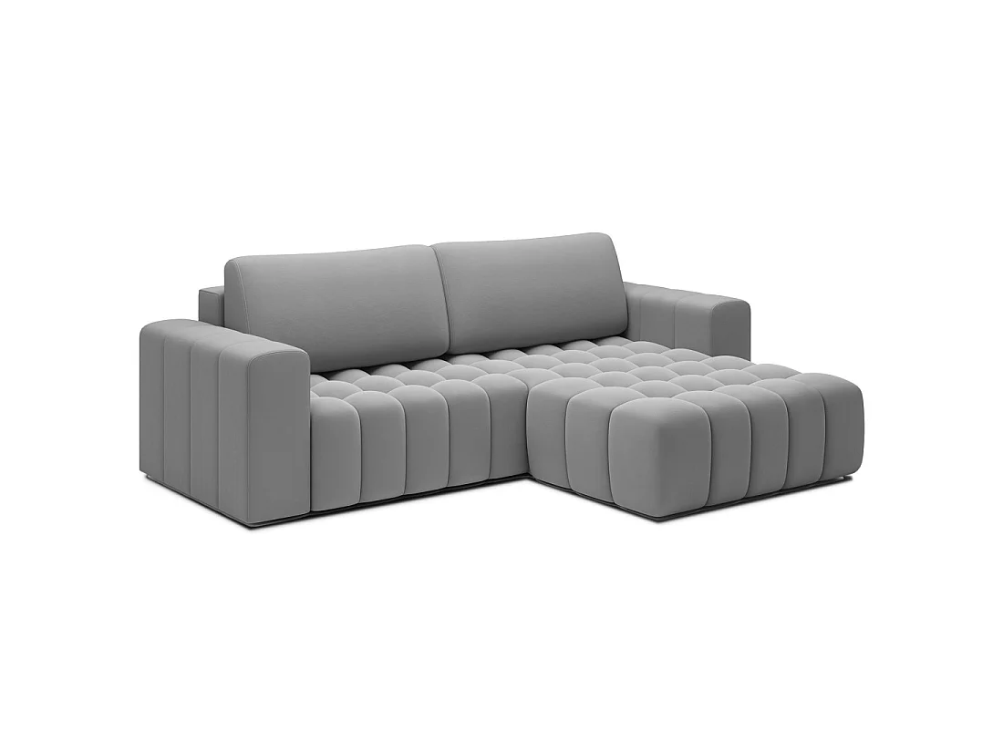 Canapé d'angle convertible DORY gris foncé 250 cm avec coffre de rangement angle droit