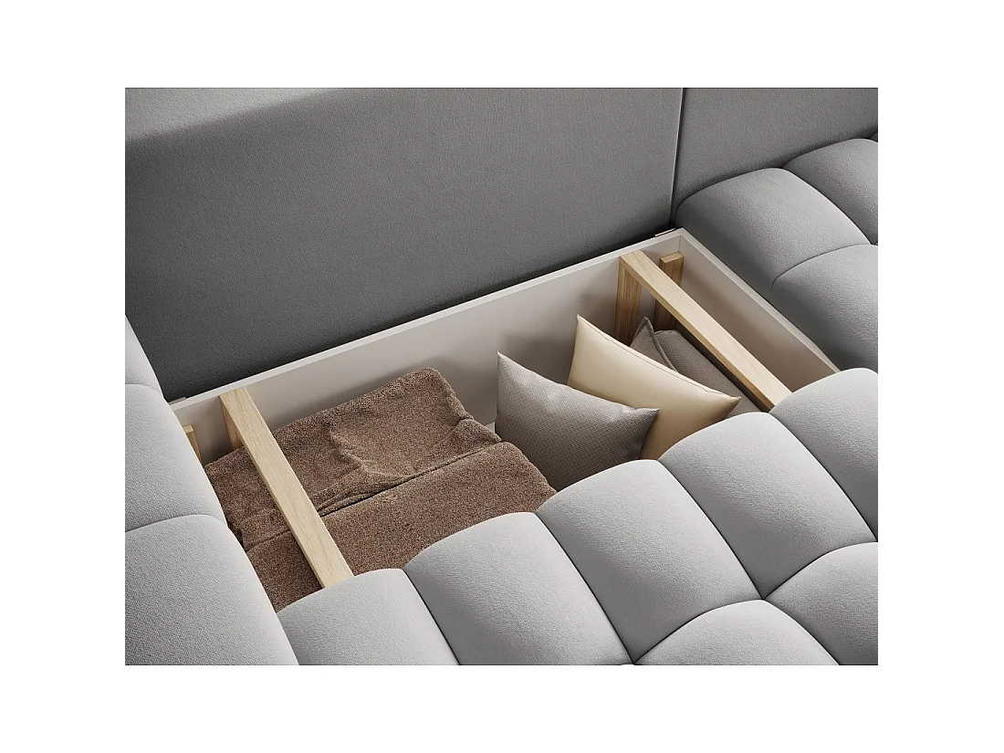 Canapé d'angle convertible DORY gris foncé 250 cm avec coffre de rangement angle droit