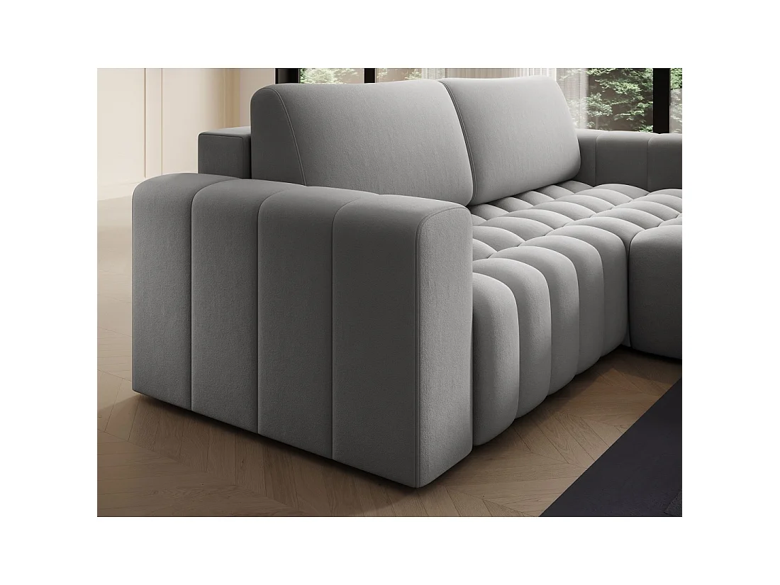 Canapé d'angle convertible DORY gris foncé 250 cm avec coffre de rangement angle droit