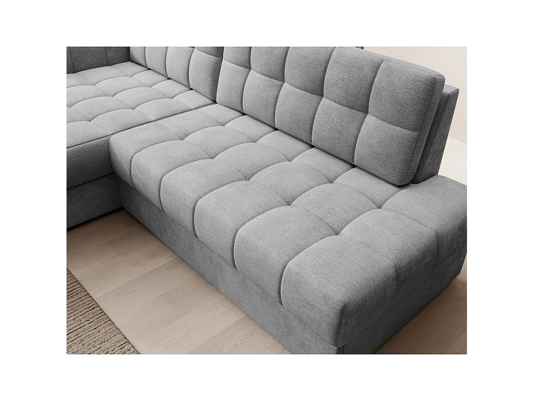 Canapé d'angle convertible CUBITO gris foncé 240 cm avec coffre de rangement angle gauche