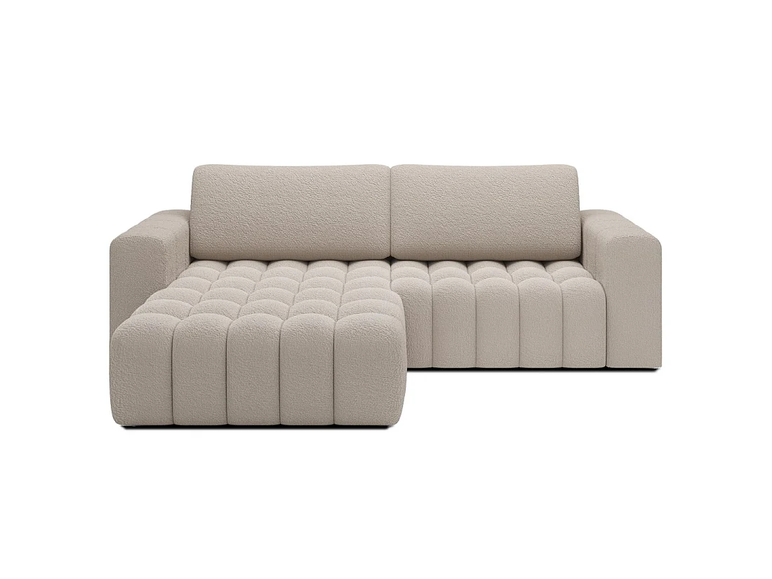 Canapé d'angle convertible DORY beige 250 cm avec coffre de rangement angle droit
