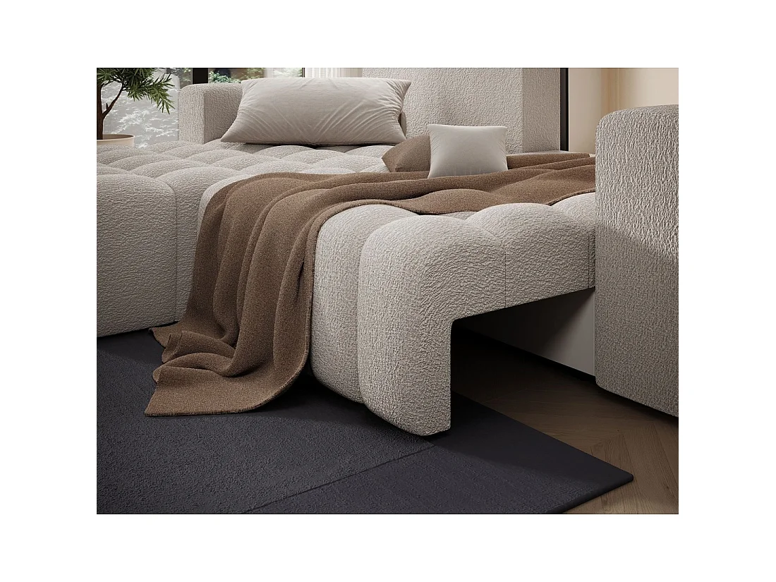 Canapé d'angle convertible DORY beige 250 cm avec coffre de rangement angle droit