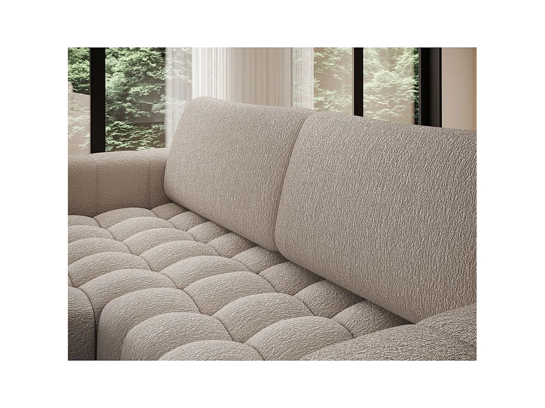 Canapé d'angle convertible DORY beige 250 cm avec coffre de rangement angle droit