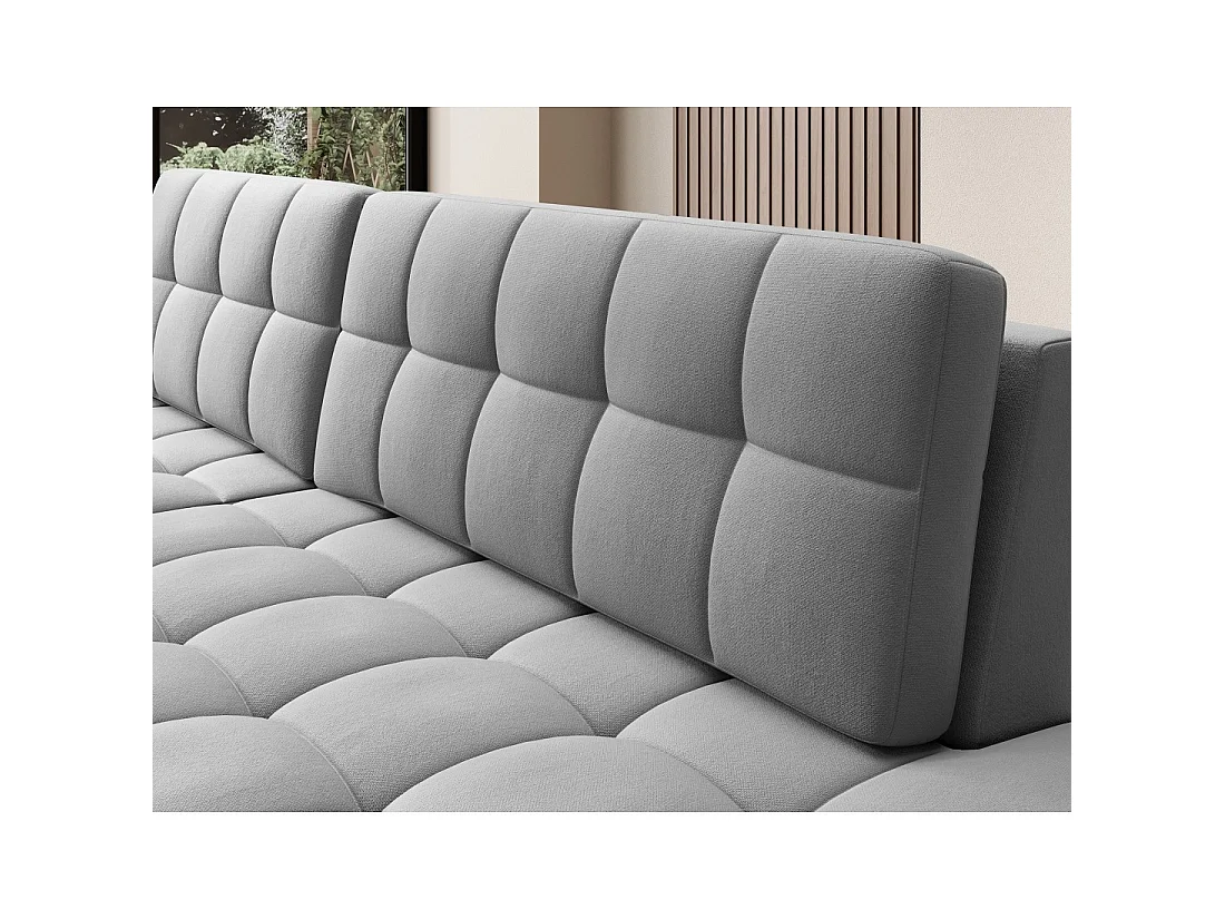 Canapé d'angle convertible CUBITO gris 240 cm avec coffre de rangement et couchage