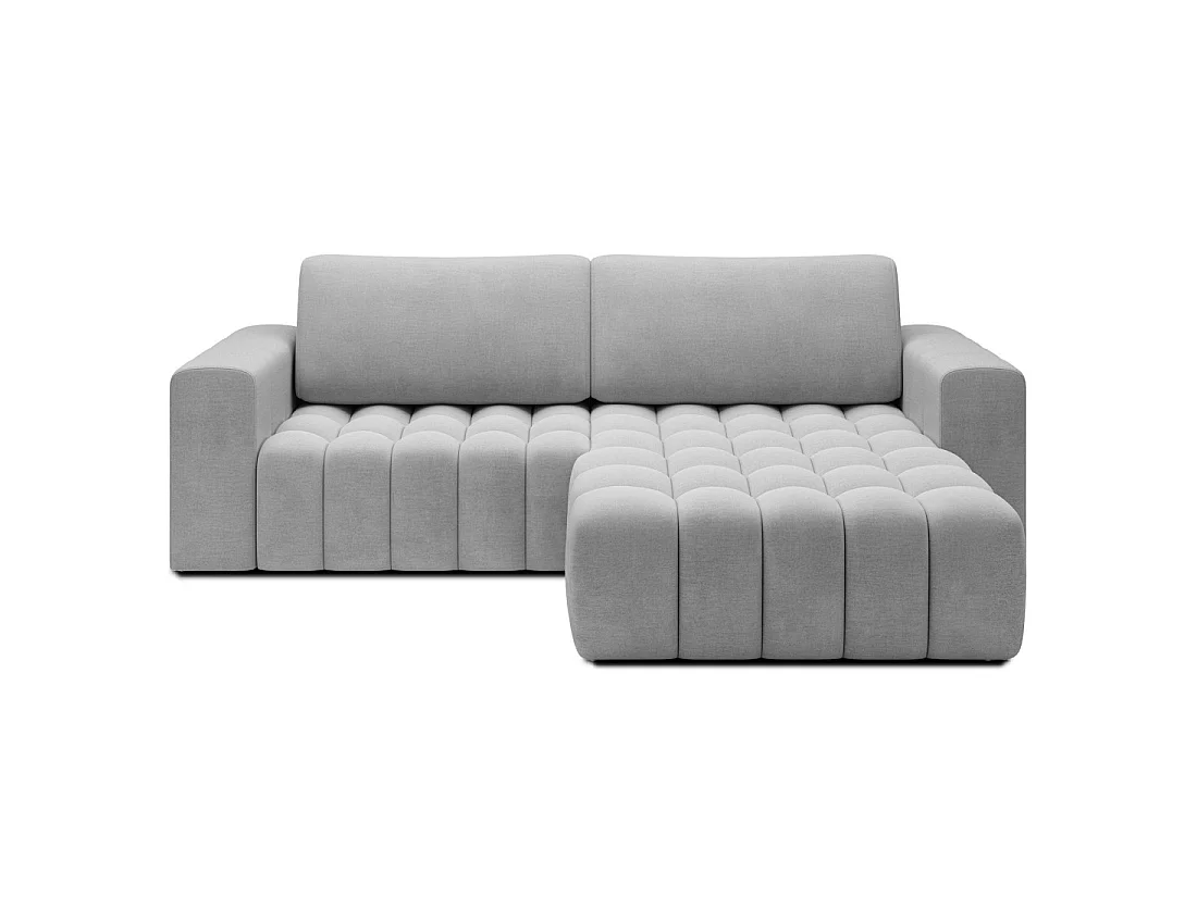 Canapé d'angle convertible DORY gris 250 cm avec coffre de rangement angle droit