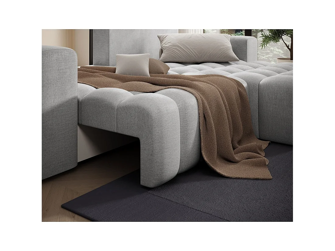 Canapé d'angle convertible DORY gris 250 cm avec coffre de rangement angle droit