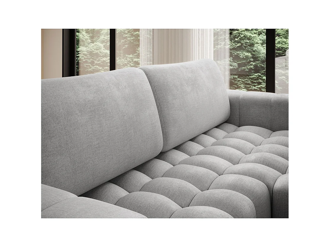 Canapé d'angle convertible DORY gris 250 cm avec coffre de rangement angle droit