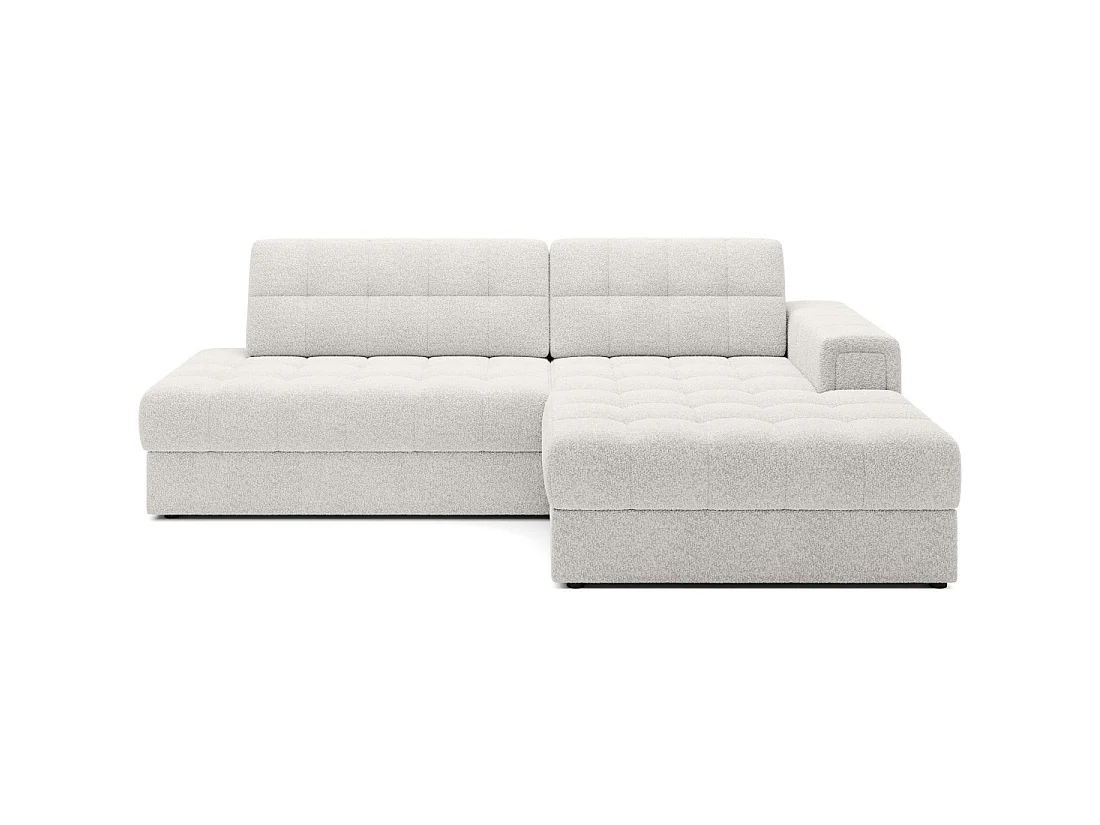 Canapé d'angle convertible CUBITO blanc 240 cm avec coffre de rangement angle droit