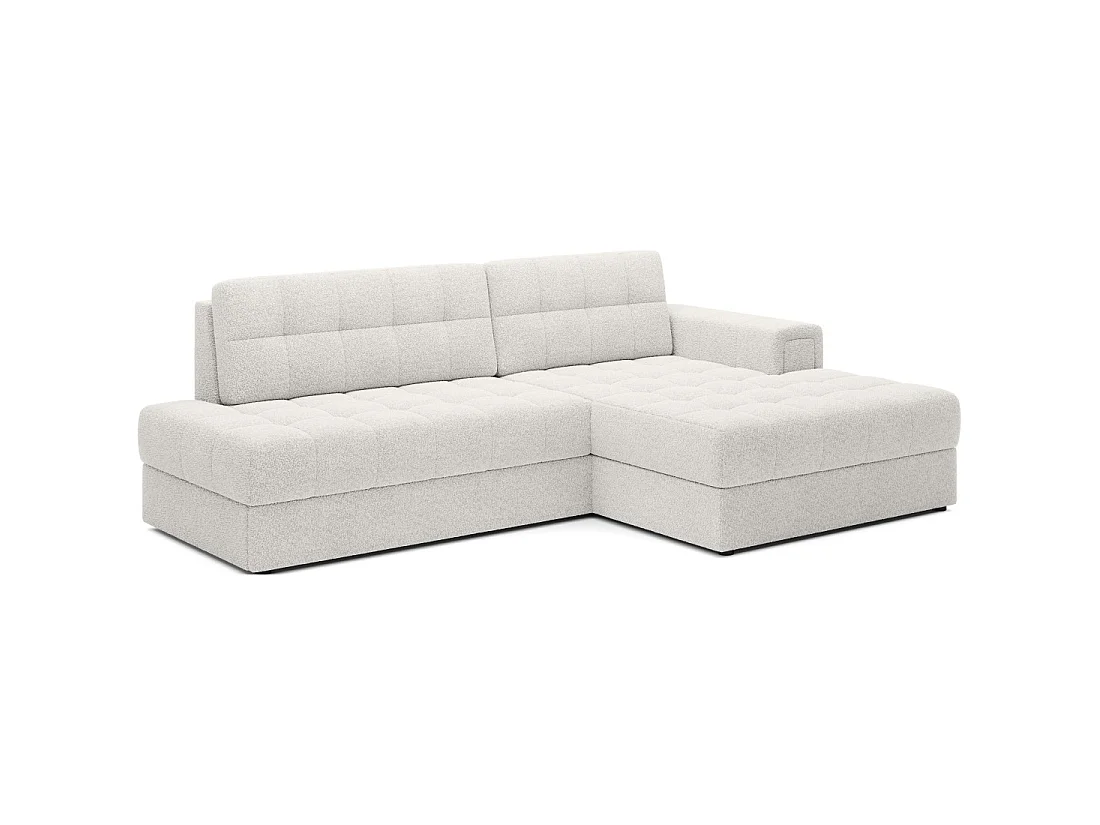 Canapé d'angle convertible CUBITO blanc 240 cm avec coffre de rangement angle droit