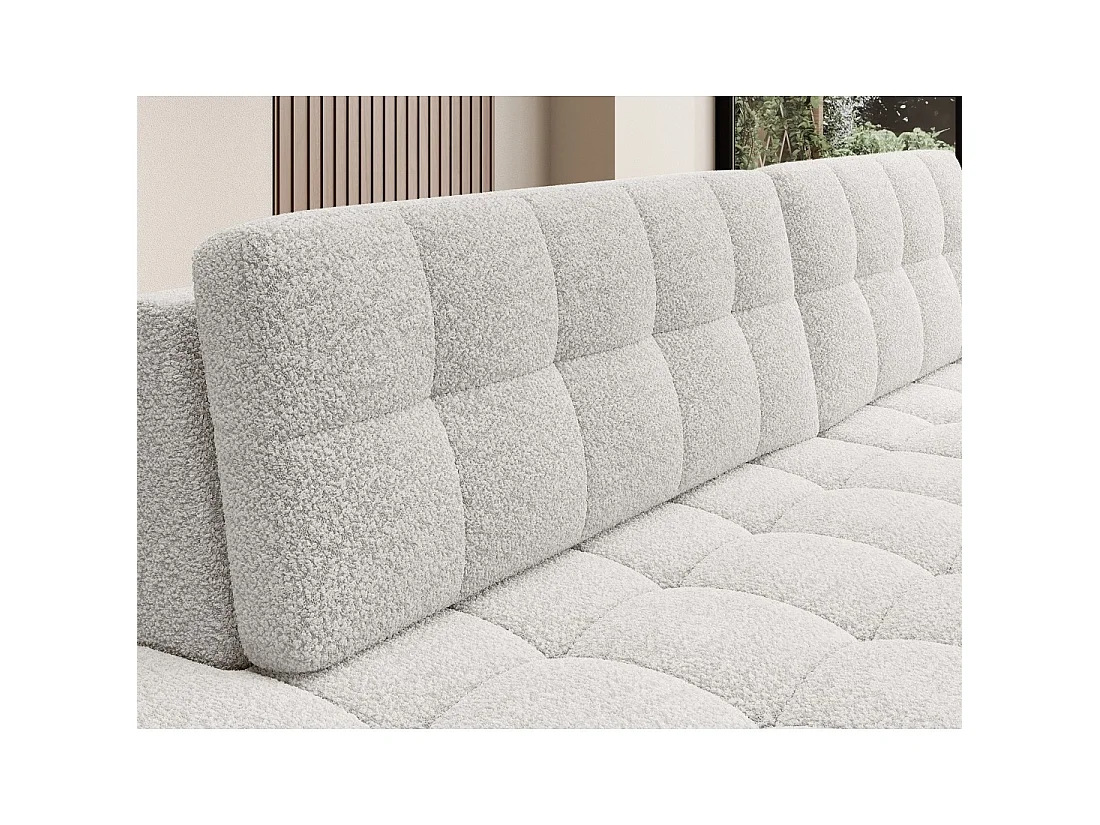 Canapé d'angle convertible CUBITO blanc 240 cm avec coffre de rangement angle droit