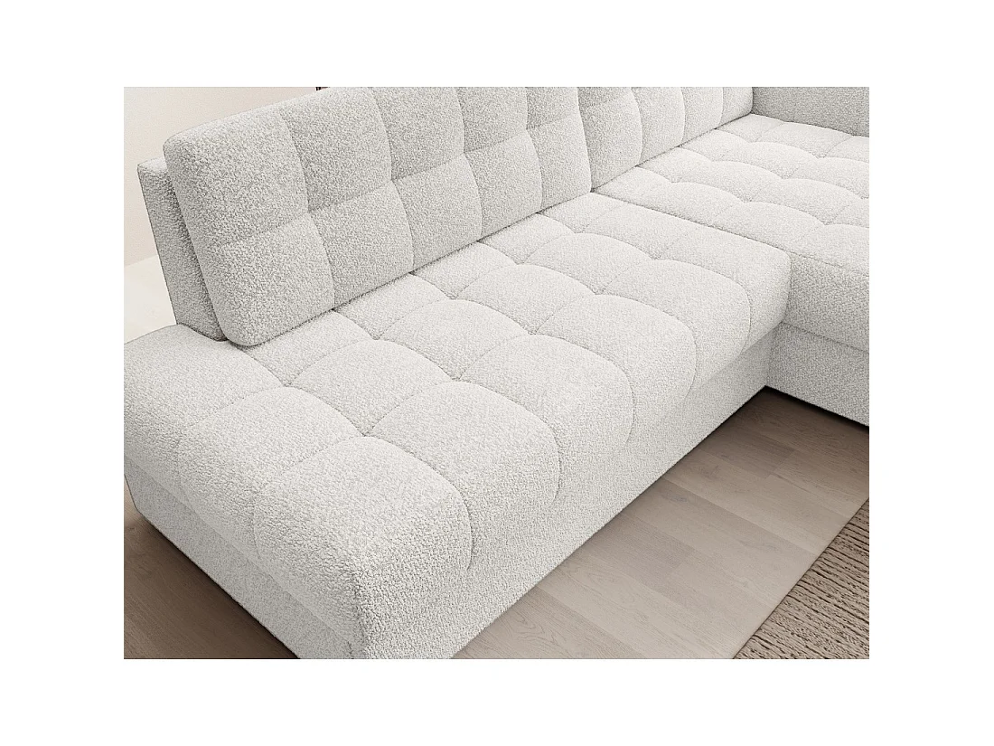Canapé d'angle convertible CUBITO blanc 240 cm avec coffre de rangement angle droit