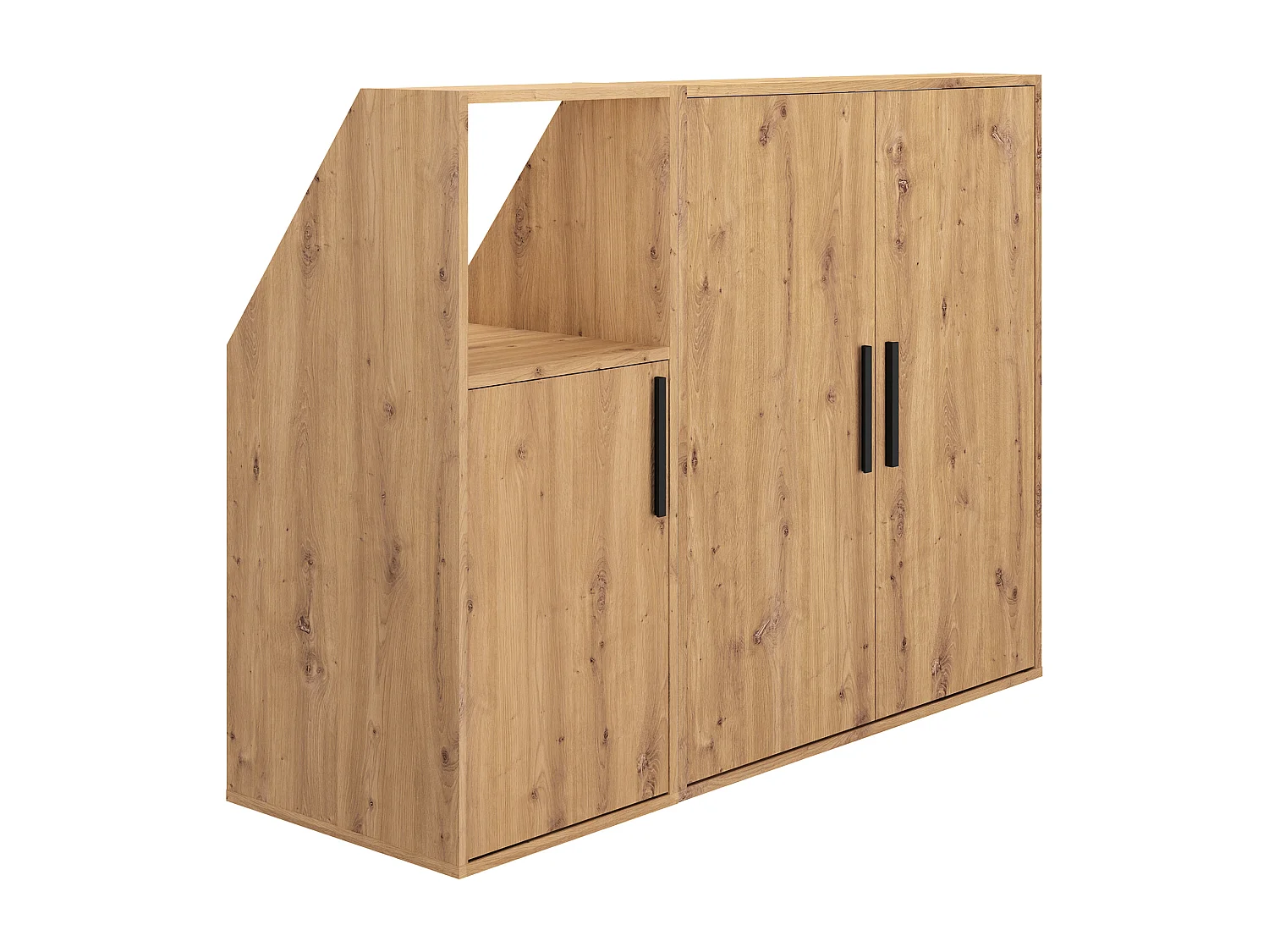 Meuble sous pente 3 portes et 1 niche - Coloris : Naturel - ADEZIO