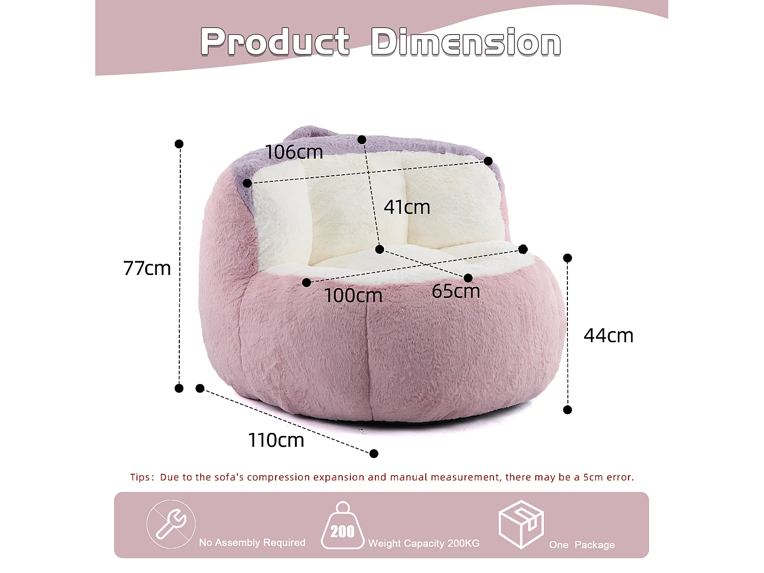 LoomyCoz Pouf Géant Salon en Fausse Fourrure Multicolore | Fauteuil Pouf Moelleux Mousse Haute Densité | Pouf Poire Design Cocooning Adulte Enfant