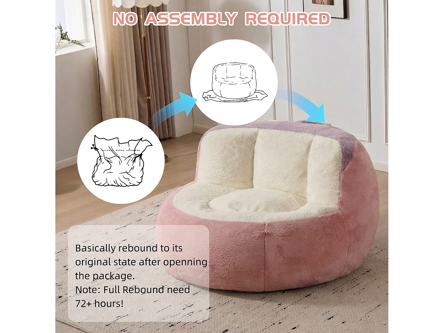 LoomyCoz Pouf Géant Salon en Fausse Fourrure Multicolore | Fauteuil Pouf Moelleux Mousse Haute Densité | Pouf Poire Design Cocooning Adulte Enfant