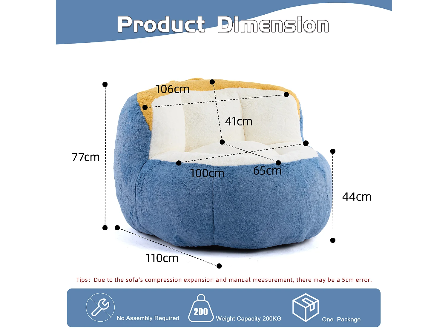 LoomyCoz Pouf Géant Salon en Fausse Fourrure Multicolore | Fauteuil Pouf Moelleux Mousse Haute Densité | Pouf Poire Design Cocooning Adulte Enfant