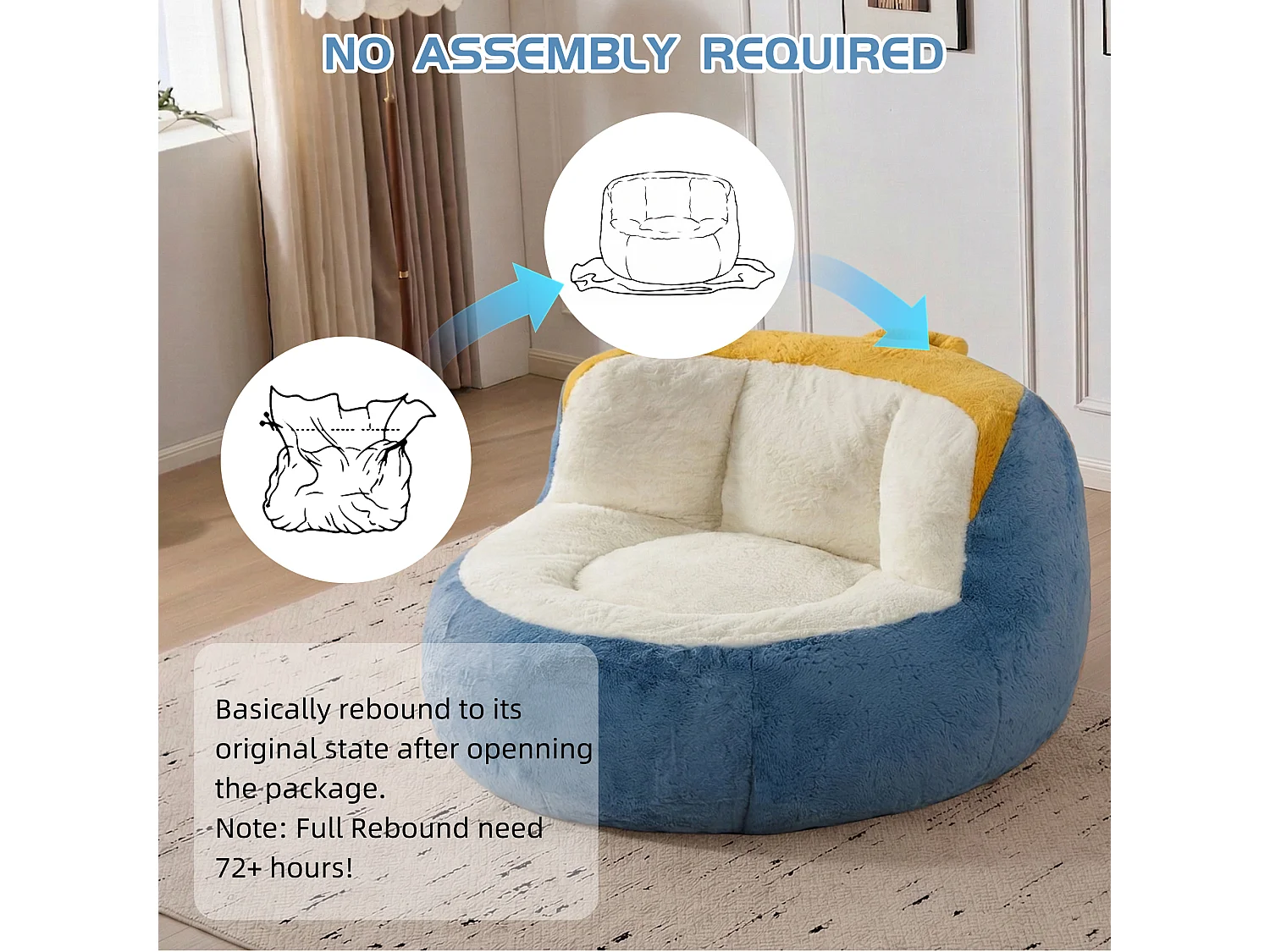 LoomyCoz Pouf Géant Salon en Fausse Fourrure Multicolore | Fauteuil Pouf Moelleux Mousse Haute Densité | Pouf Poire Design Cocooning Adulte Enfant