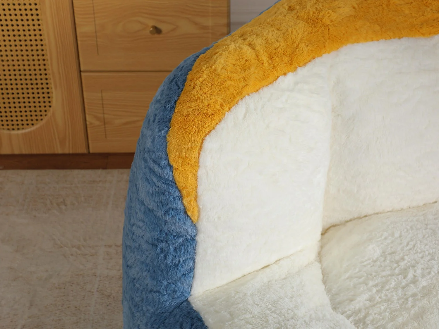 LoomyCoz Pouf Géant Salon en Fausse Fourrure Multicolore | Fauteuil Pouf Moelleux Mousse Haute Densité | Pouf Poire Design Cocooning Adulte Enfant