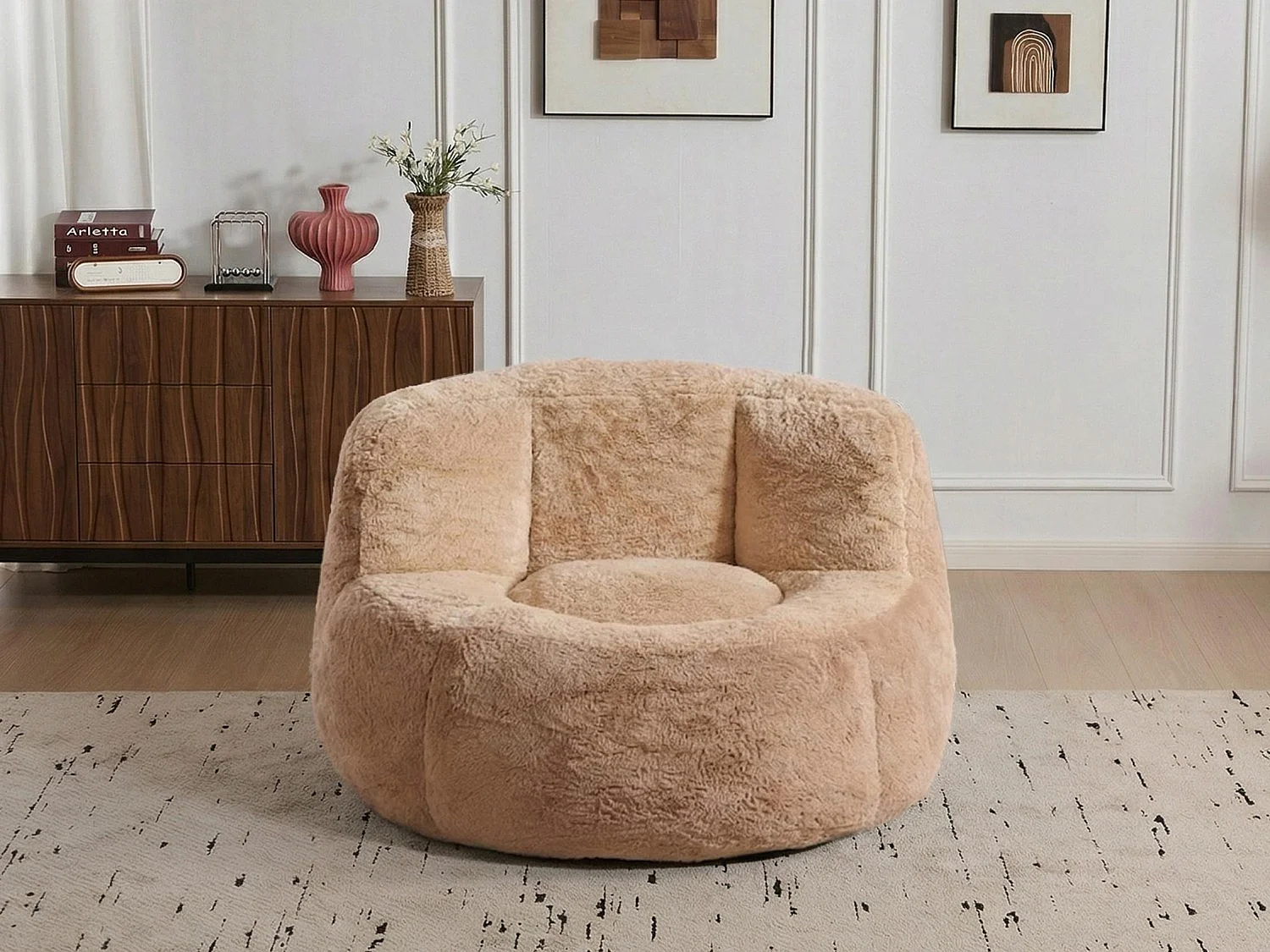 LoomyCoz Pouf Géant Salon en Fausse Fourrure Multicolore | Fauteuil Pouf Moelleux Mousse Haute Densité | Pouf Poire Design Cocooning Adulte Enfant