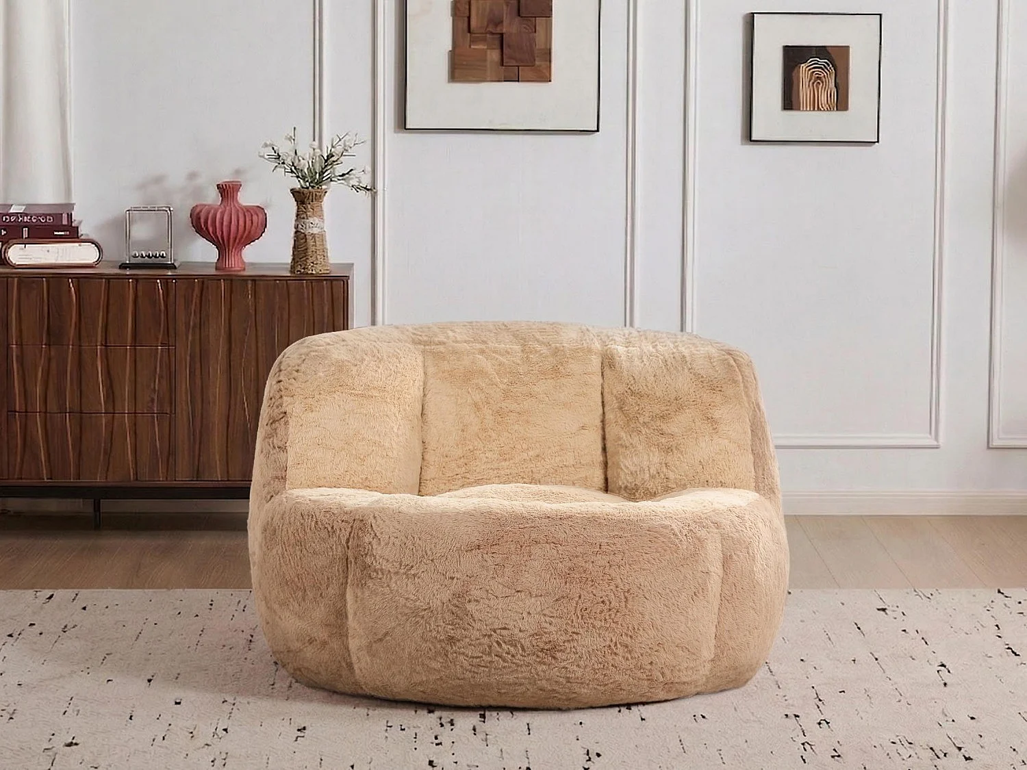 LoomyCoz Pouf Géant Salon en Fausse Fourrure Multicolore | Fauteuil Pouf Moelleux Mousse Haute Densité | Pouf Poire Design Cocooning Adulte Enfant