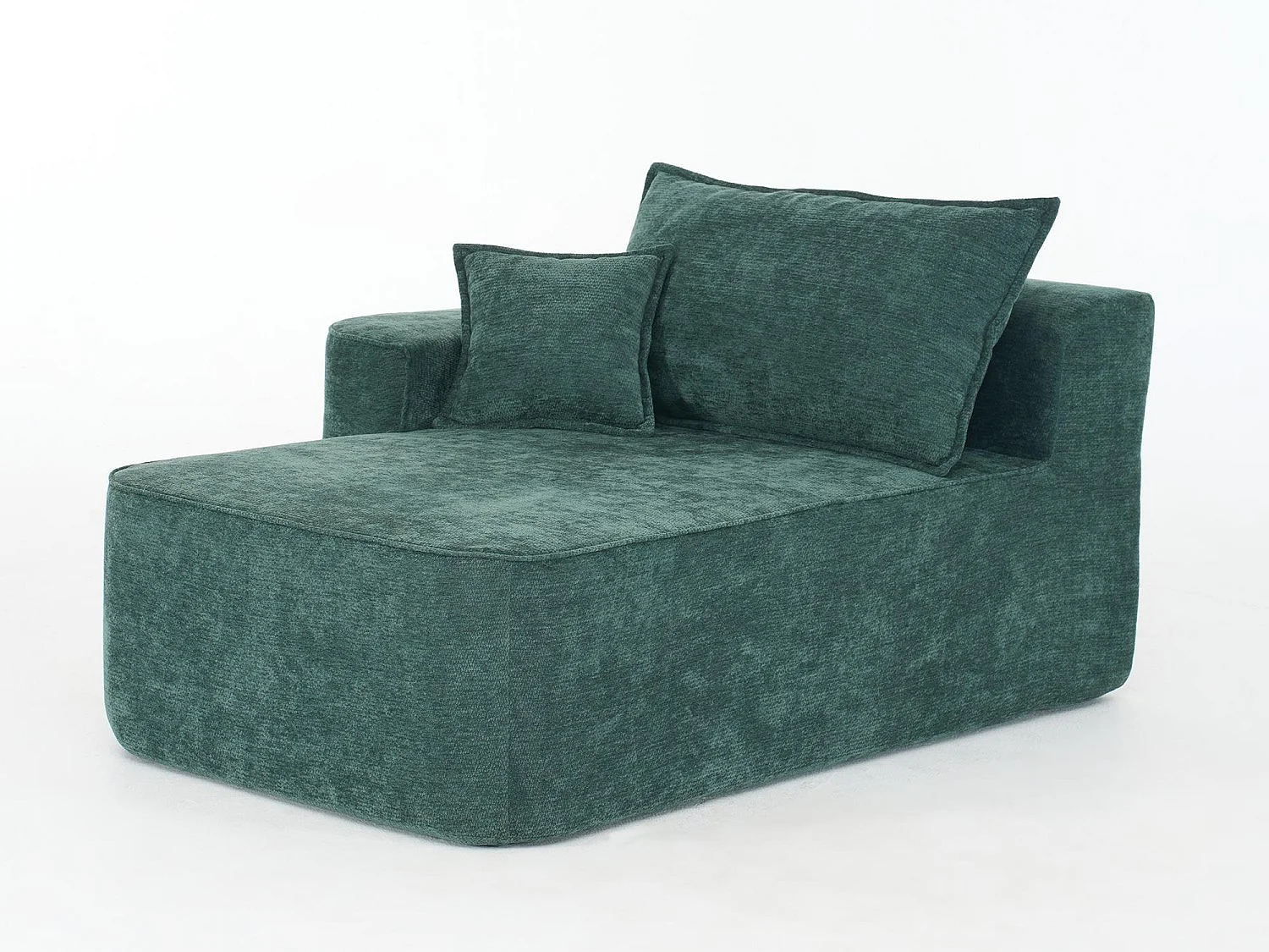 Canapé Modulable 3 Places Chenille Vert - Convertible Méridienne/Lits de Jour - Confort Mousse Haute Densité - Idéal Salon Animaux