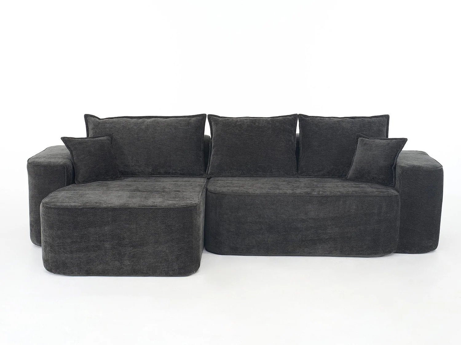 Canapé Modulable 3 Places Chenille Noir - Convertible Méridienne/Lits de Jour - Confort Mousse Haute Densité - Idéal Salon Animaux